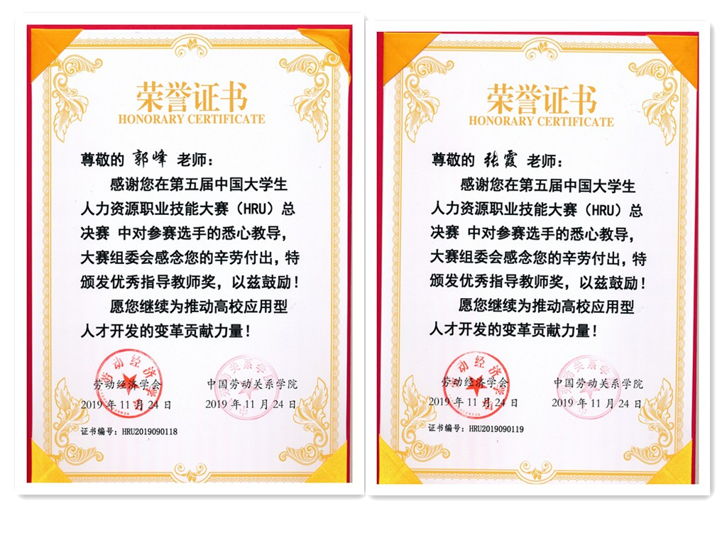 郭峰老师和张霞老师获得优秀指导教师 77779193永利官网